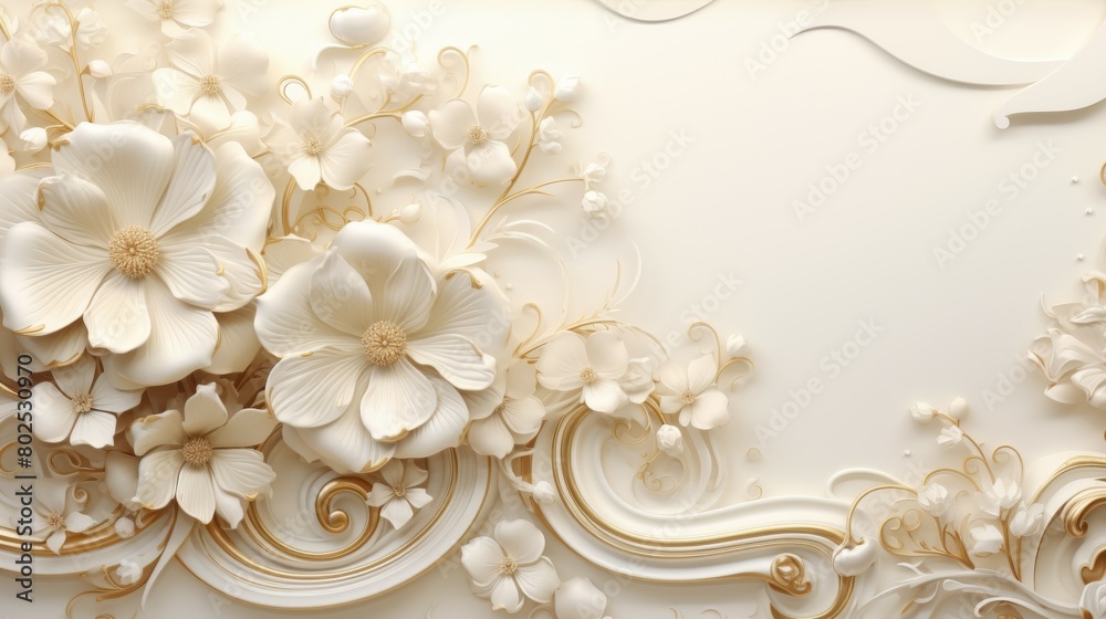 Elegant white overlap brown shade background with line golden elements. Realistic luxury paper cut style 3d modern concept. vector illustration for design.