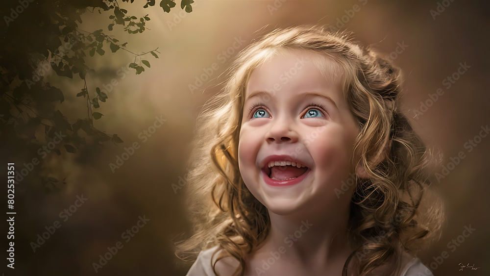Flat world smile day Happy Cute girl smiling outdoors background illustration