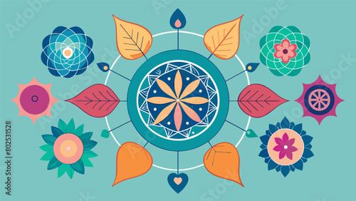 A series of handdrawn mandalas each one representing a different aspect of the artists identity and selfdiscovery journey through art therapy.. Vector illustration