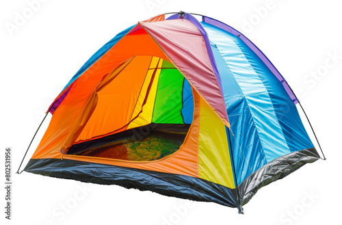 Contemporary two-person camping tent isolated on transparent background