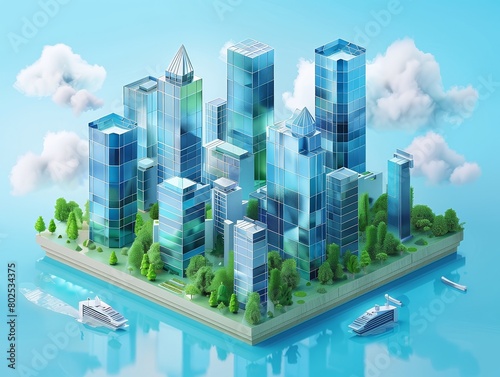 Welcome to the city of the future 3d render miniature model  small   where skyscrapers touch the sky and nature thrives.