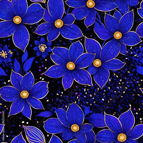 Midnight Flowers Seamless Pattern Background