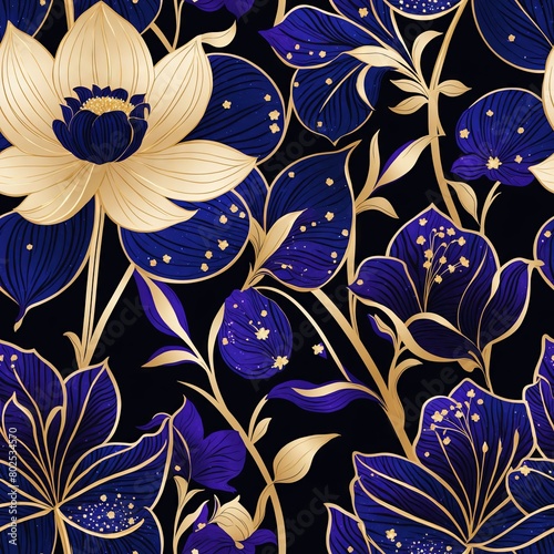 Midnight Flowers Seamless Pattern Background