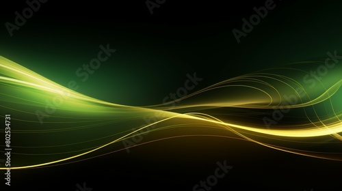 Curve golden line on dark green shade background. Luxury realistic concept. 3d paper cut style. Vector illustration for design.