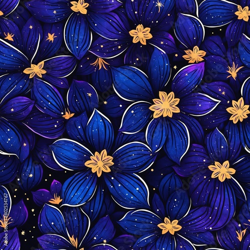 Midnight Flowers Seamless Pattern Background