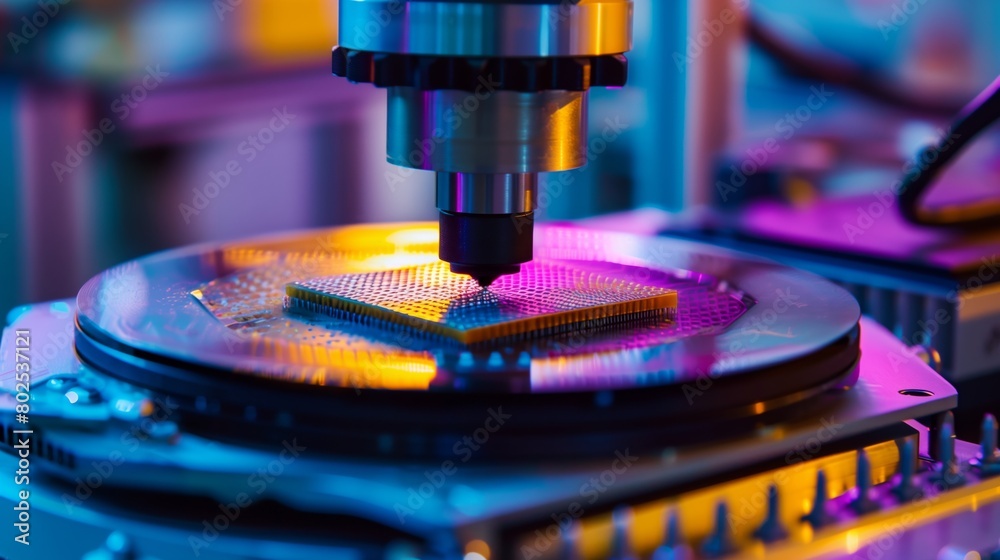 The photo shows the production process of the processor with high ...