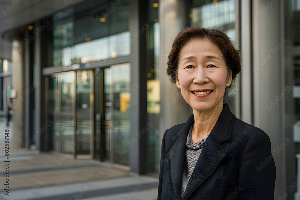 Attractive CEO business Chinese woman executive portrait pose, standing outside workplace Attractive CEO business Chinese woman executive portrait pose, standing outside workplace