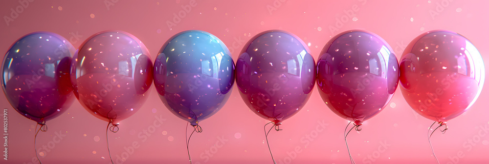 Fototapeta premium Joyful Balloons Emerge from Minimal Illustration