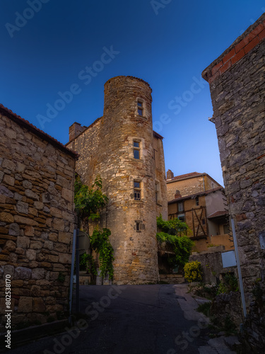 Ancient tower in a medieval french village 
 photo