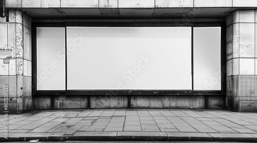 a london street pavement advertising board, we see the advertising board front, straight on, the board is blank white © loran4a