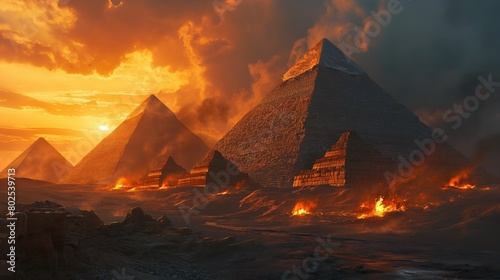 The End of the World Apocalyptic, destroyed Egypt, epic scene. Created with Generative AI. 