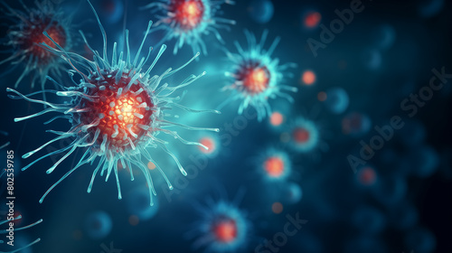 Virus close-up. Microbiology and virology concept. photo