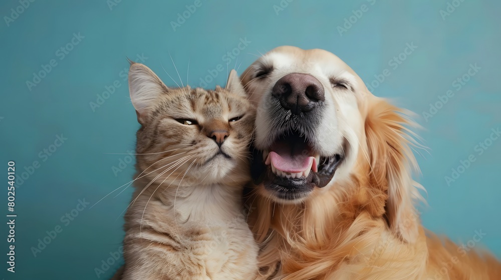 Fototapeta premium 寄り添う犬と猫