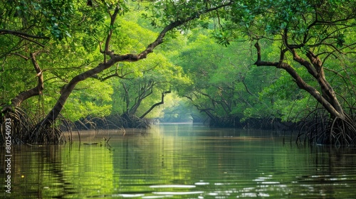 Sundarbans mangrove forest river trees sky view