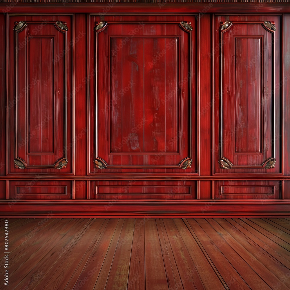 empty room with red wood wall panels background empty room with red wood wall panels background