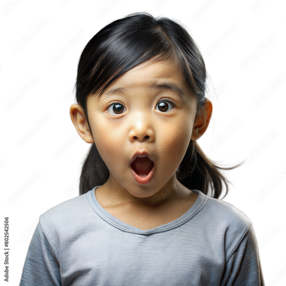Young girl with open mouth and funny expression on transparent background. Young girl with open mouth and funny expression on transparent background.