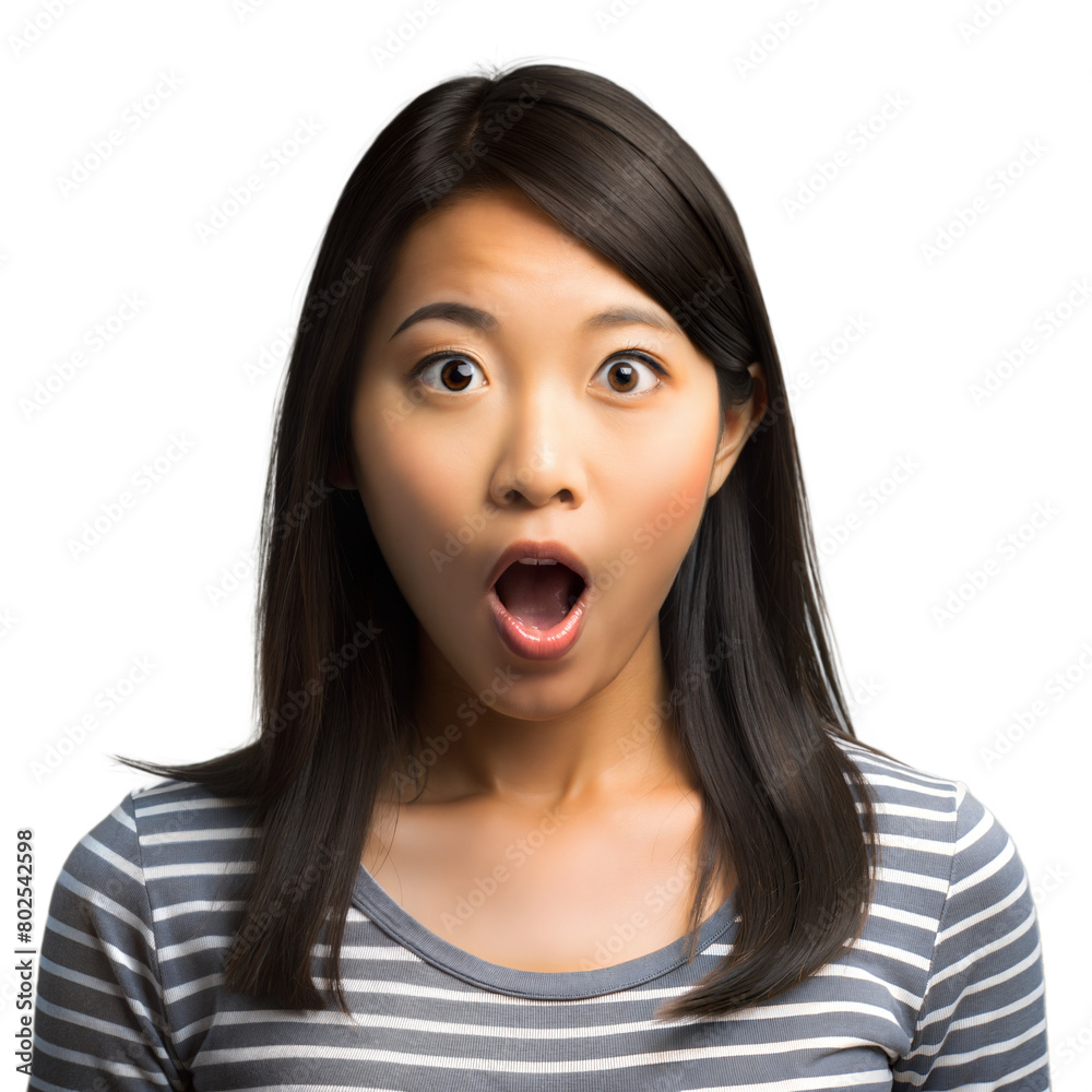 Woman Making a Surprised Face on transparent background Woman Making a Surprised Face on transparent background