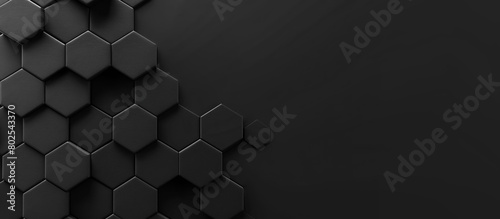 Minimalist 3D Black Abstract Hexagonal Pattern. Technologic 3D Hexagon Blocks Black. Conceptual Sci-fi Hexagonal Structure Pattern. Minimalist Black Wallpaper. 