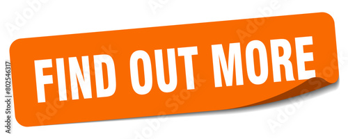 find out more sticker. find out more label