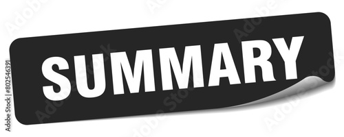 summary sticker. summary label