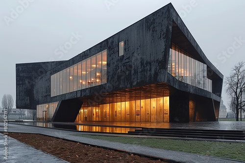 Sharp Angles in Black: Monolithic Art Gallery Architecture © Michael