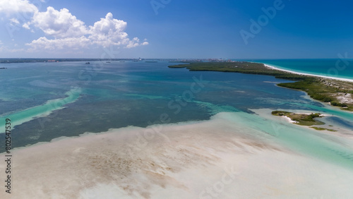 Drone photos of Gulf of Mexico sandbars and Caladesi Island State Park