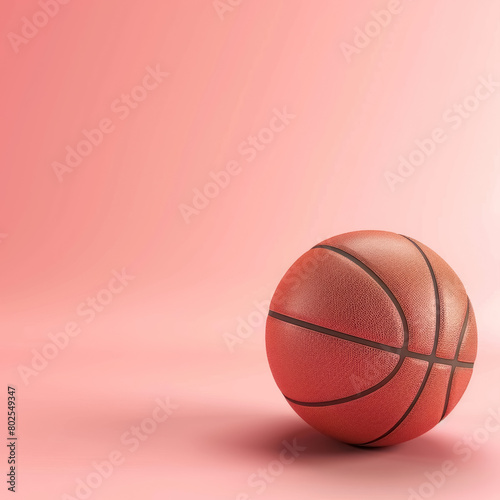 single basketball on soft pink gradient background, with copy space for text