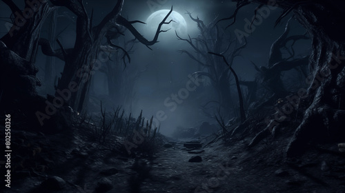 Dark forest with moon