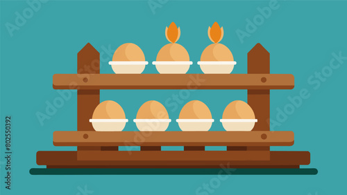 A wooden e rack made from repurposed fence posts adding a touch of rustic charm to any kitchen.. Vector illustration