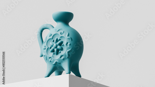 Pottery jug printed on 3D printer, modern accent pieces for home decor, 3d render