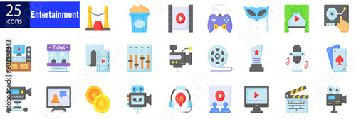 Entertainment icon set. Entertainment and Lifestyle icons collection. Vector illustration