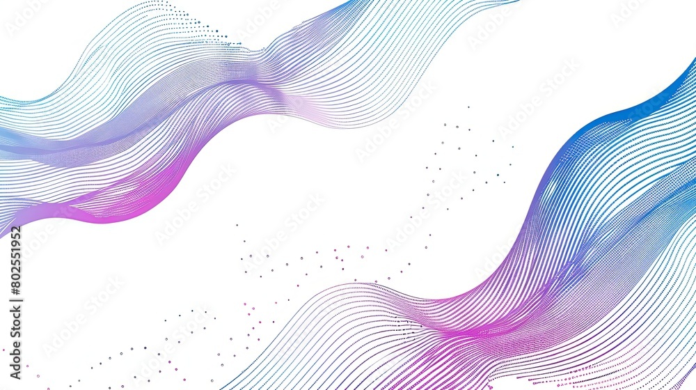 Abstract dot particles wavy flowing curve pattern by colorful gradient blue purple pink on white background Abstract dot particles wavy flowing curve pattern by colorful gradient blue purple pink on white background