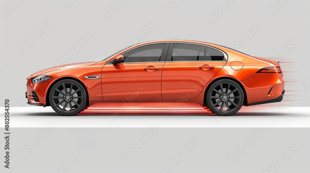 Red Sports Car with Deployed Airbags Illustration on a Gray Background Red Sports Car with Deployed Airbags Illustration on a Gray Background