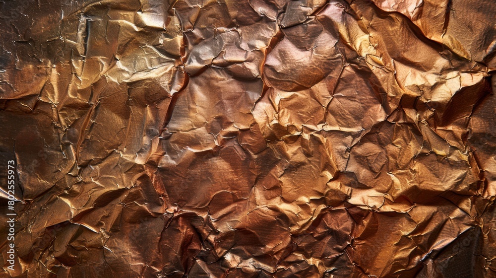Crinkled metallic foil in shades of copper and bronze adds a touch of glamour. Crinkled metallic foil in shades of copper and bronze adds a touch of glamour.