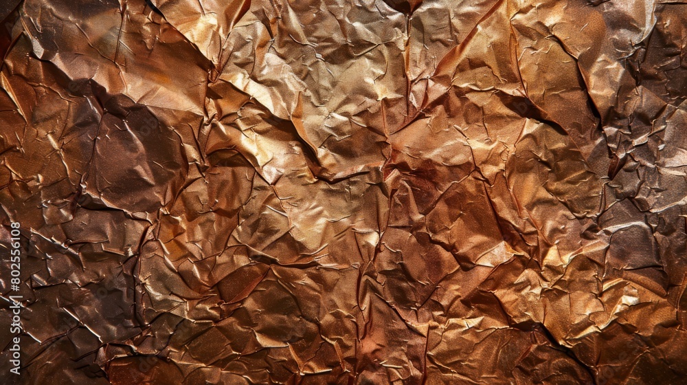 Crinkled metallic foil in shades of copper and bronze adds a touch of glamour. Crinkled metallic foil in shades of copper and bronze adds a touch of glamour.