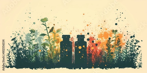 Alternative medicine with medicinal herbs background picture  