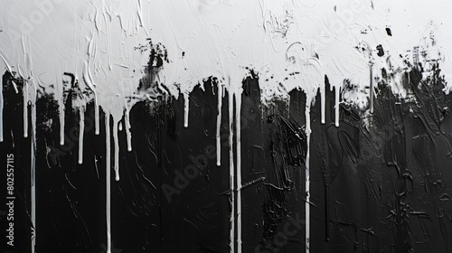Dripping paint in shades of black and white creates a gritty texture.