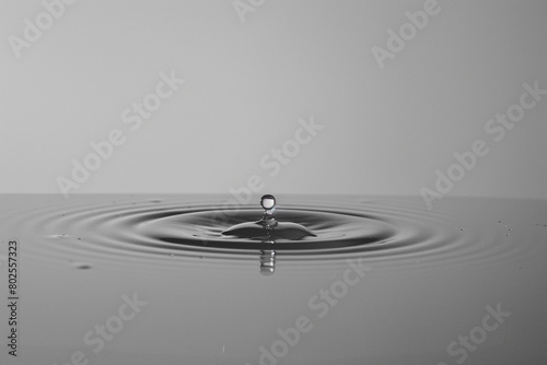 A single droplet of water on a smooth surface.