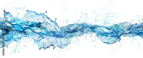 Dynamic blue water splash captured in high resolution isolated on transparent background