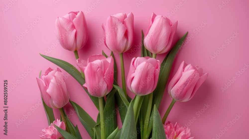 Illustration Happy Mother's Day. Mother's day greeting card with beautiful pink tulips. Ai generated