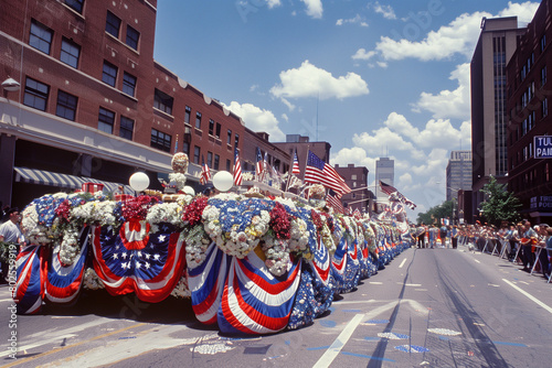 Independence Day Parade Float, showcasing vibrant colors and cheerful participants, embodying the spirit of unity and joy in the celebration photo