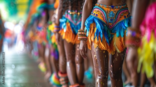 Colorful and Lively Samba Dancers in Traditional Costumes During a Carnival Parade photo