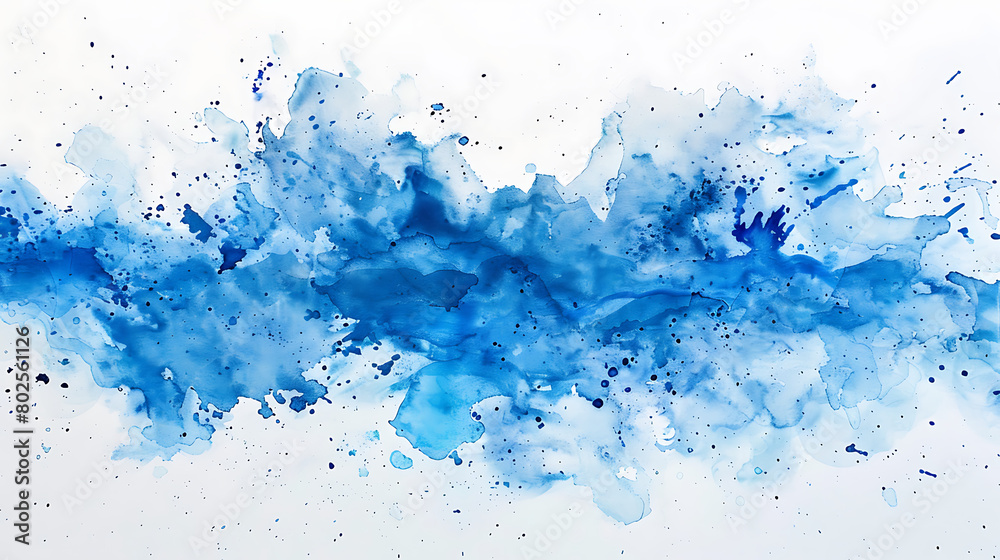 splash of blue watercolor on a pristine white background
