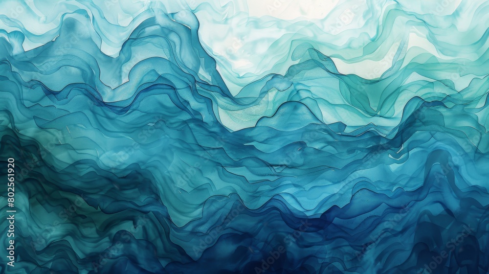 Rippling waves of watercolor paint in shades of blue and green. Rippling waves of watercolor paint in shades of blue and green.