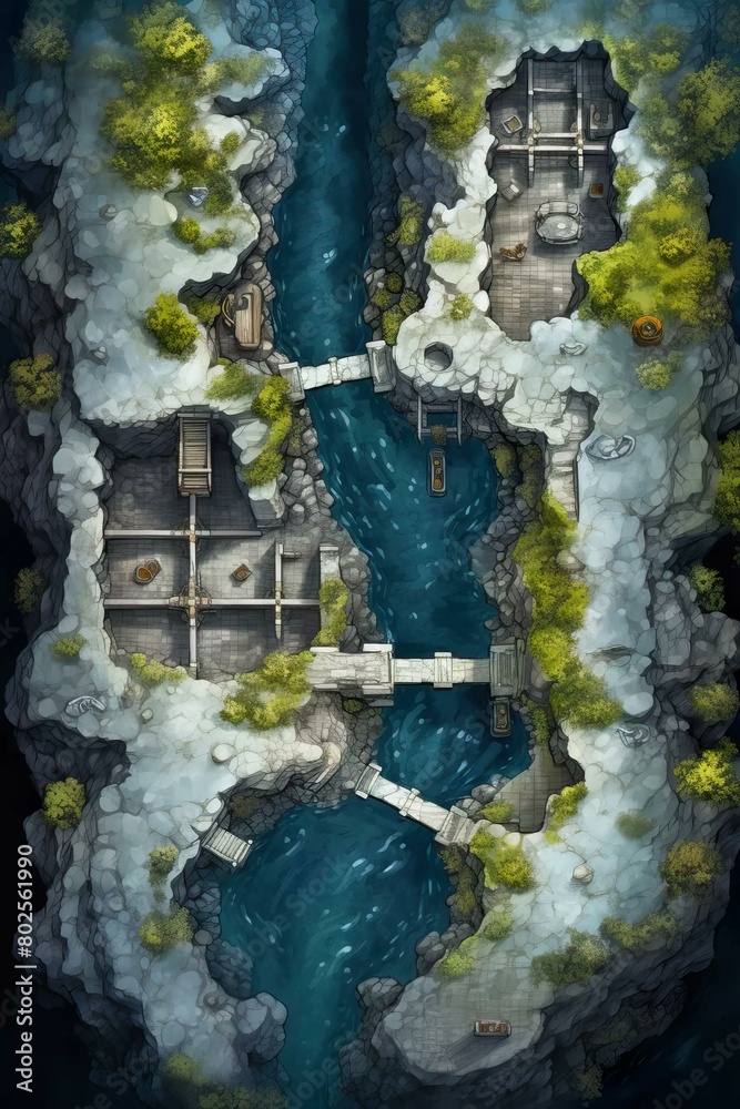 DnD Battlemap Underground Lake: Stunning underground waterway with a ...