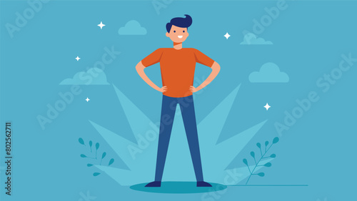 A person standing tall and confidently their body language reflecting the positive mindset created by a healthy mindbody connection..