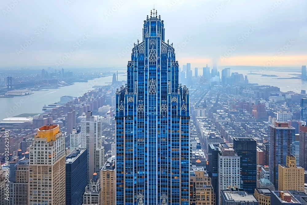 Fototapeta premium Heavenward Majesty: Neo-Gothic Skyscraper of Ornate Spires