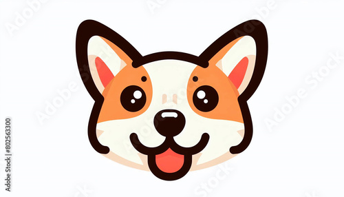Happy corgi dog face icon logo