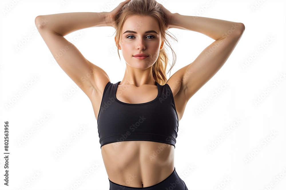 Woman in Sports Bra Top Posing for Picture Woman in Sports Bra Top Posing for Picture