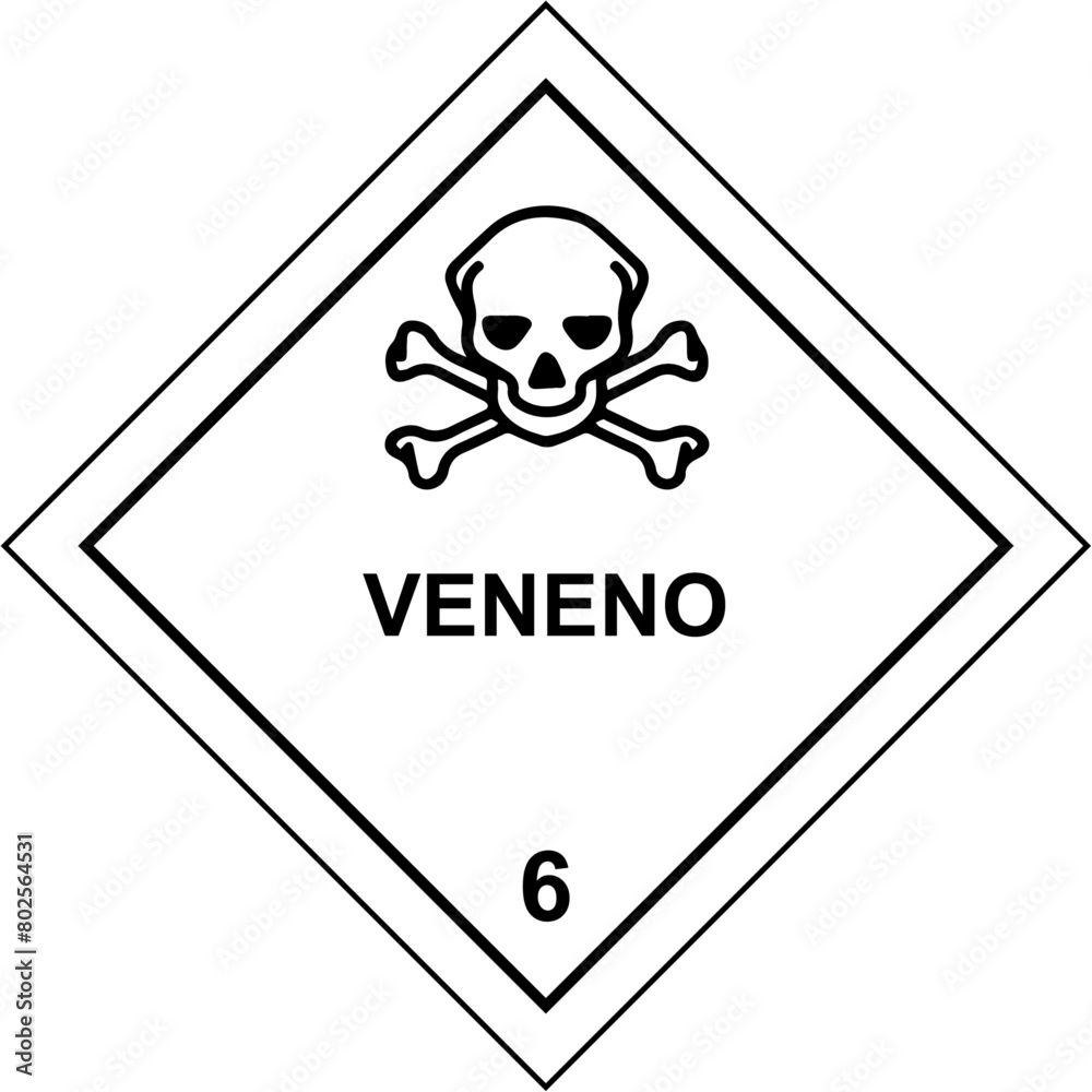 vm6.1, veneno, 6, pictograma, vector, imagen, indicar, anuncio, aviso, señalética, icono, símbolo, ilustración, seguridad, toxico, peligro, explosivo, signo, convencional, normatividad, concepto